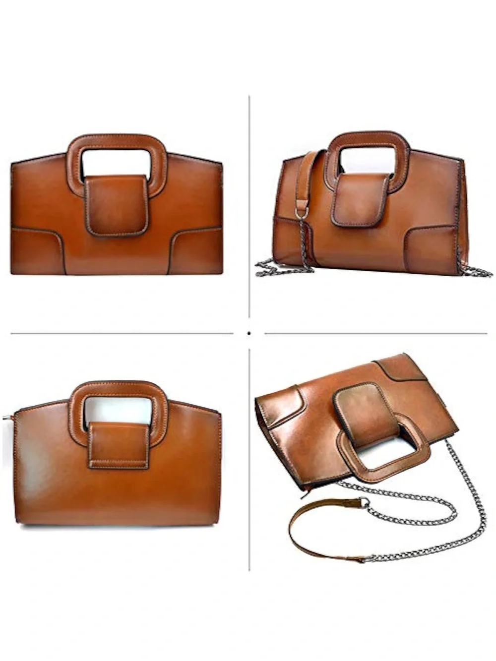 Structured Tan Leather Satchel with Top Handle
